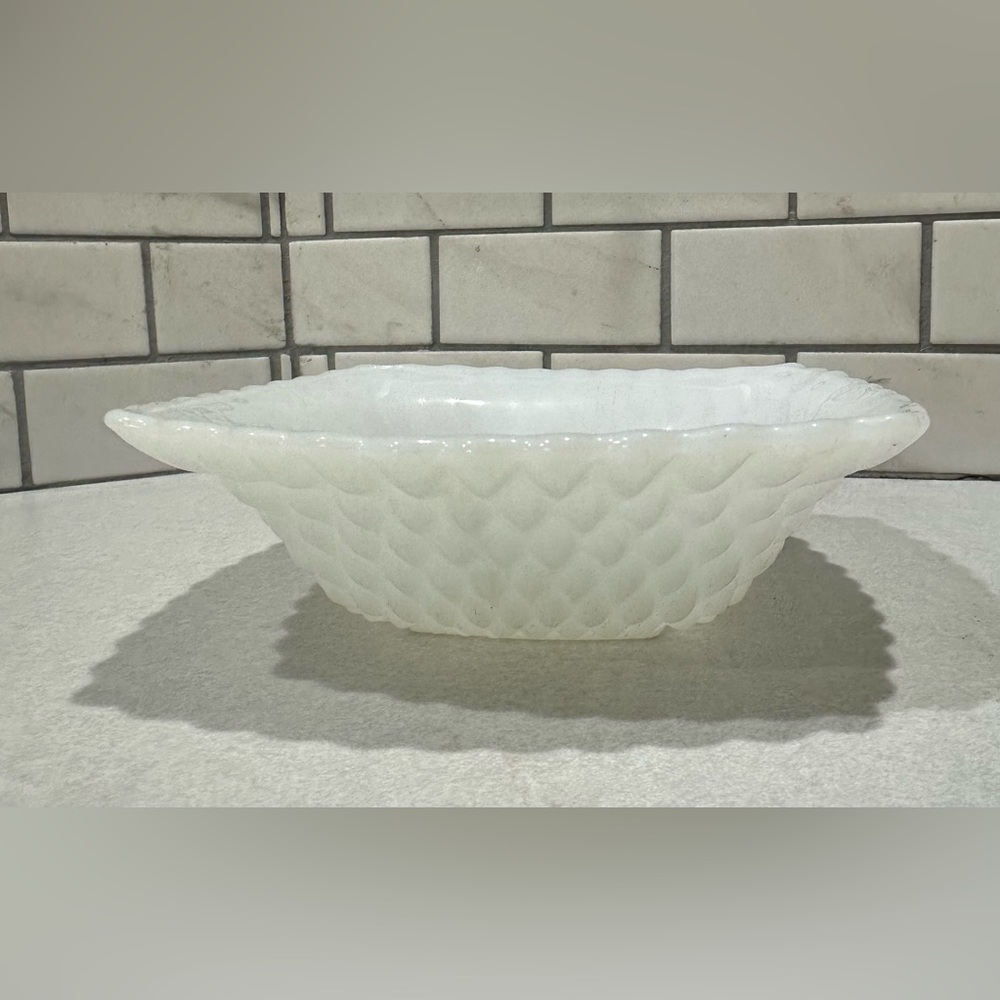 Milk Glass Square Hobnail Bowl Candy Nut Dish Westmoreland 6 1/2" Vintage
